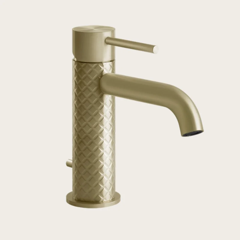 Смеситель для раковины, Gessi, 316 Intreccio, на раковину/столешницу, цвет-Brushed Brass PVD