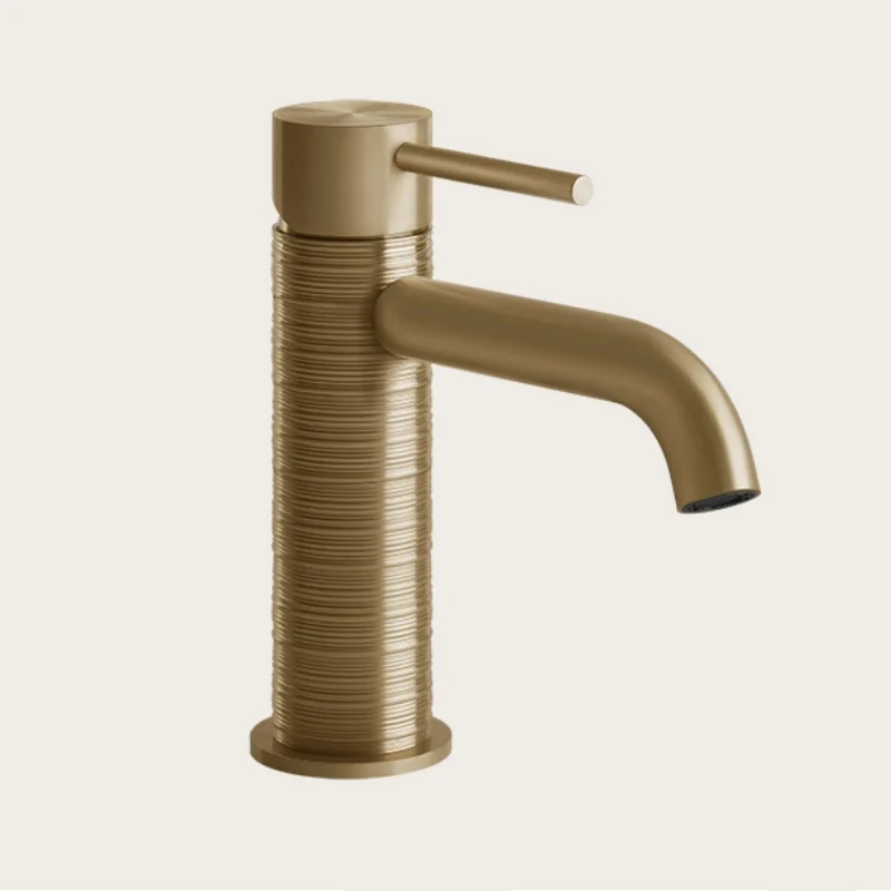 Смеситель для раковины, Gessi, Trame, цвет-Warm Bronze Brushed PVD