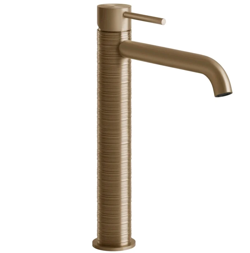 Смеситель для раковины, Gessi, 316 Trame, цвет-Warm Bronze Brushed PVD