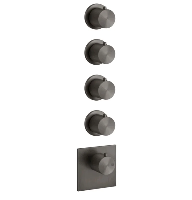 Смеситель для душа, Gessi, 316 Bath-Shower, на 4 потребителя, цвет-Black Metal Brushed PVD
