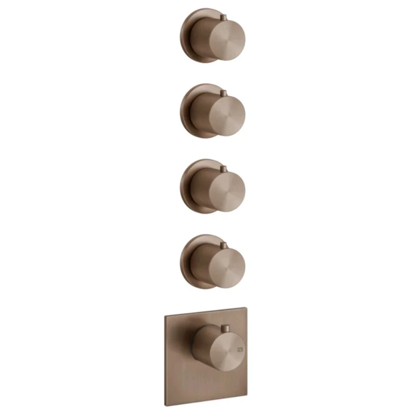 Смеситель для душа, Gessi, 316 Bath-Shower, на 4 потребителя, цвет-Copper Brushed PVD
