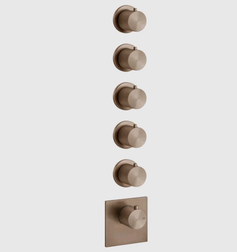 Смеситель для душа, Gessi, 316 Bath-Shower, на 5 потребителей, цвет-Copper Brushed PVD