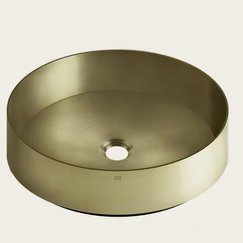 Раковина, Gessi, шгв 400*400*125, отверстия для смесителя-отсутствуют, цвет-Brushed Brass PVD