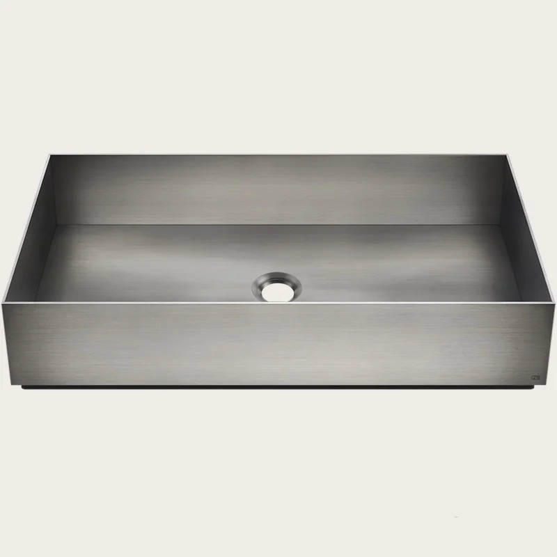 Раковина, Gessi, шгв 600*350*125, отверстия для смесителя-отсутствуют, цвет-Steel Brushed