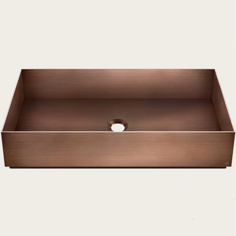 Раковина, Gessi, шгв 600*350*125, отверстия для смесителя-отсутствуют, цвет-Copper Brushed PVD