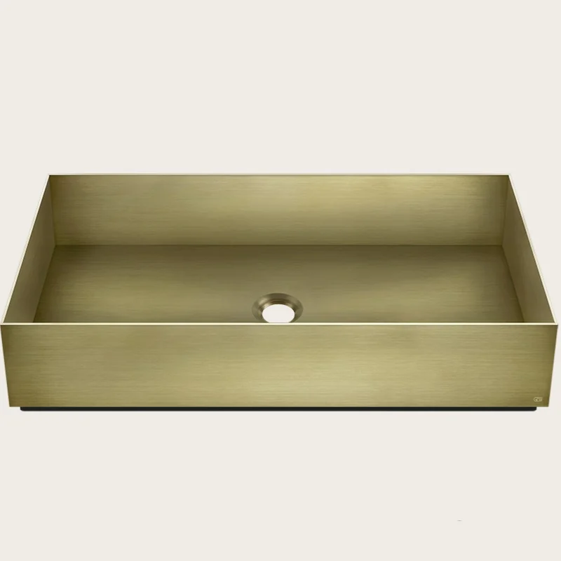 Раковина, Gessi, шгв 600*350*125, отверстия для смесителя-отсутствуют, цвет-Brushed Brass PVD