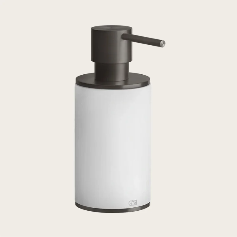 Дозатор для жидкого мыла, Gessi, 316, шгв 75*117*190, цвет дозатора-Black Metal Brushed PVD/белый