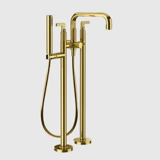 Смеситель для ванны и душа, Gessi, Inciso, напольный, цвет-Gold PVD