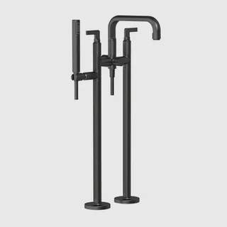 Смеситель для ванны и душа, Gessi, Inciso, напольный, цвет-черный матовый
