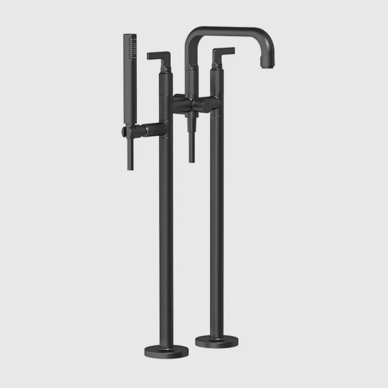 Смеситель для ванны и душа, Gessi, Inciso, напольный, цвет-черный матовый