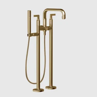 Смеситель для ванны и душа, Gessi, Inciso, напольный, цвет-Warm Bronze Brushed PVD