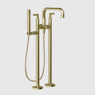 Смеситель для ванны и душа, Gessi, Inciso, напольный, цвет-Brushed Brass PVD