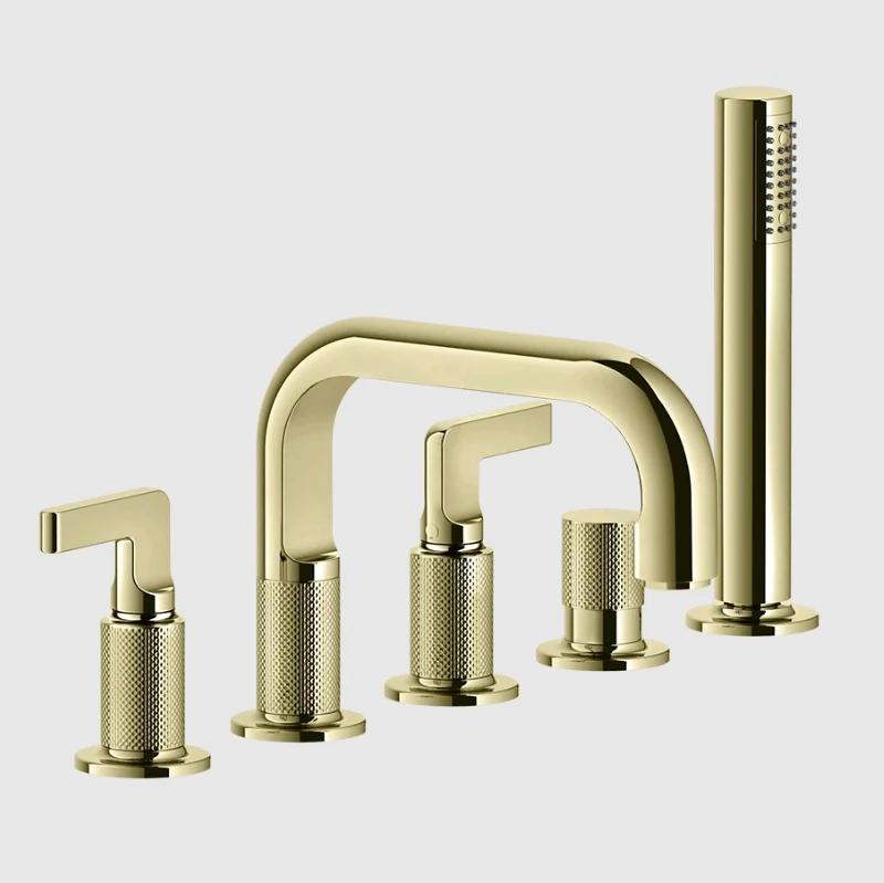Смеситель для ванны и душа, Gessi, Inciso, цвет-Brass PVD