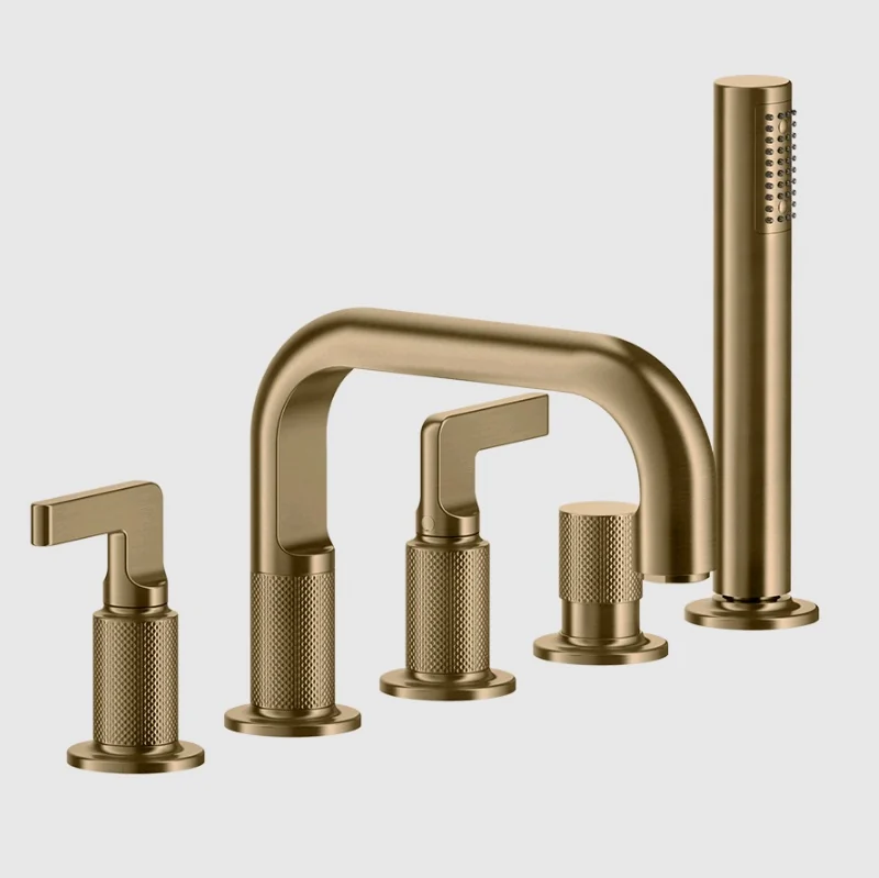 Смеситель для ванны и душа, Gessi, Inciso, цвет-Warm Bronze Brushed PVD