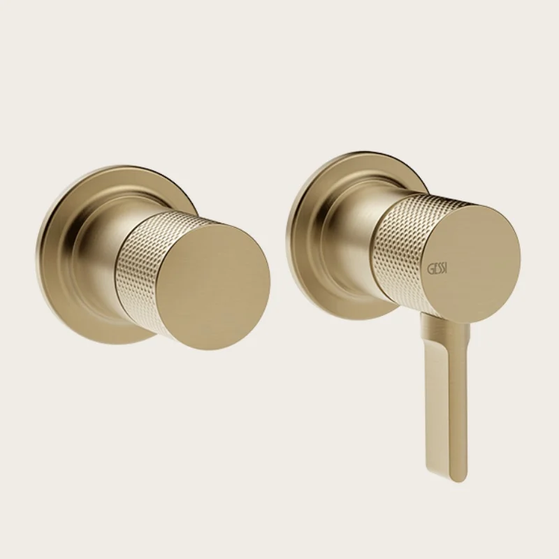 Смеситель для душа, Gessi, Inciso Bath&Shower, на 2 потребителя, цвет-Warm Bronze Brushed PVD