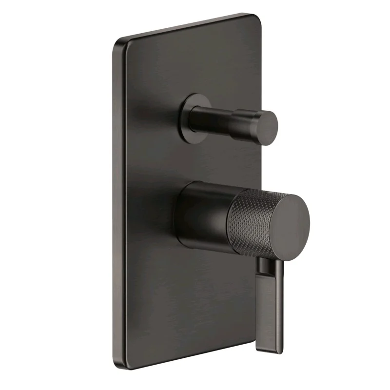 Смеситель для душа, Gessi, Inciso Bath&Shower, на 2 потребителя, цвет-Black Metal Brushed PVD