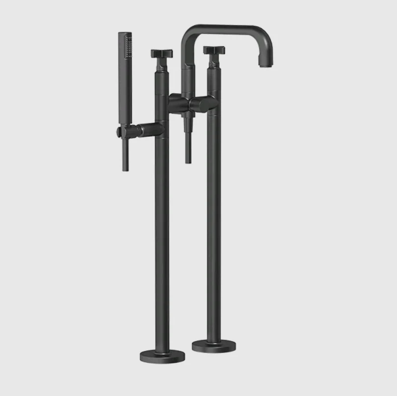 Смеситель для ванны и душа, Gessi, Inciso, напольный, цвет-черный матовый