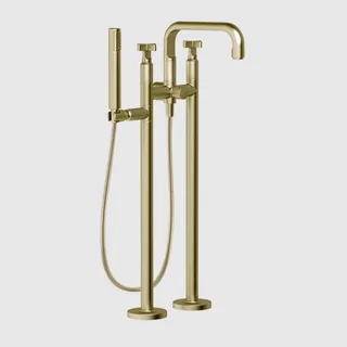Смеситель для ванны и душа, Gessi, Inciso, напольный, цвет-Brushed Brass PVD