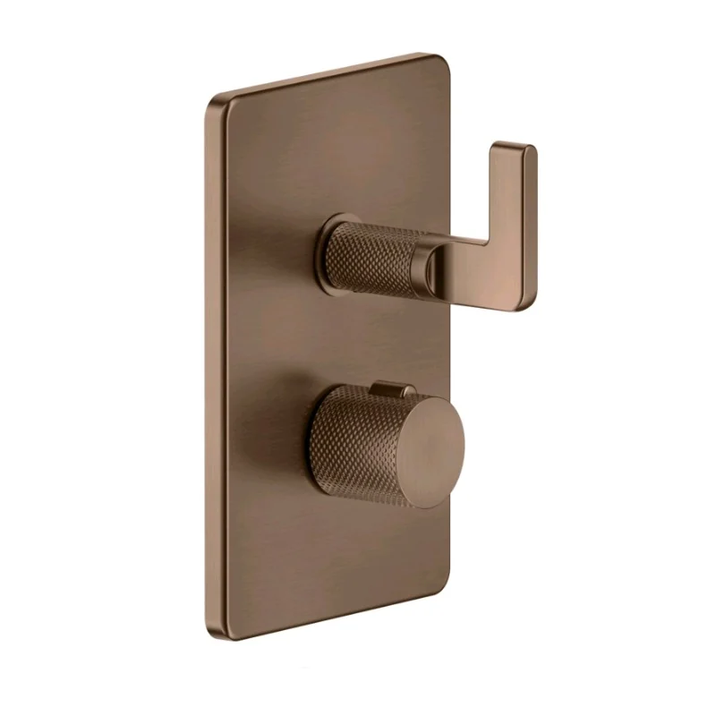 Смеситель для душа, Gessi, Inciso Bath&Shower, на 3 потребителя, цвет-Copper Brushed PVD