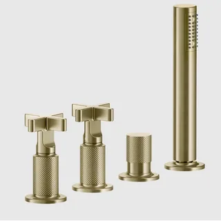 Смеситель для ванны и душа, Gessi, Inciso, на 2 потребителя, цвет-Brushed Brass PVD