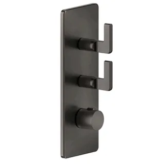 Смеситель для душа, Gessi, Inciso Bath&Shower, на 2 потребителя, цвет-Black Metal Brushed PVD
