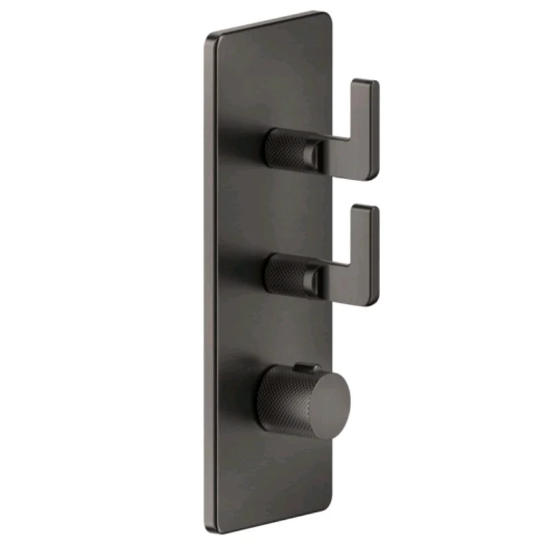 Смеситель для душа, Gessi, Inciso Bath&Shower, на 2 потребителя, цвет-Black Metal Brushed PVD