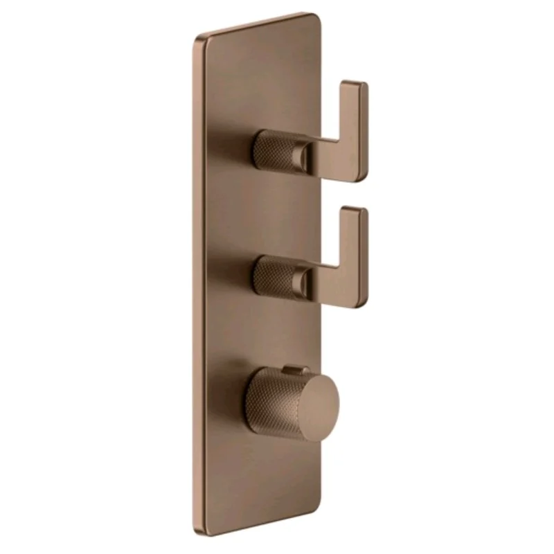 Смеситель для душа, Gessi, Inciso Bath&Shower, на 2 потребителя, цвет-Copper Brushed PVD
