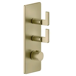 Смеситель для душа, Gessi, Inciso Bath&Shower, на 2 потребителя, цвет-Brushed Brass PVD
