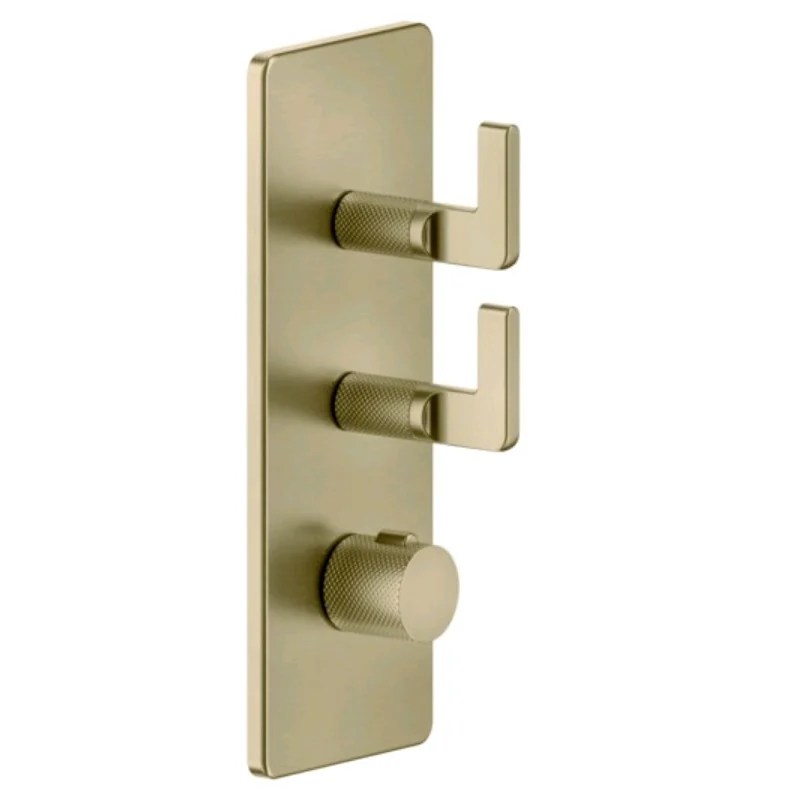 Смеситель для душа, Gessi, Inciso Bath&Shower, на 2 потребителя, цвет-Brushed Brass PVD