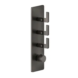 Смеситель для душа, Gessi, Inciso Bath&Shower, на 3 потребителя, цвет-Black Metal Brushed PVD