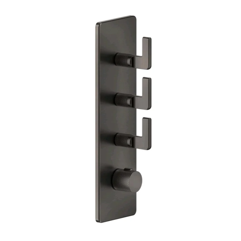Смеситель для душа, Gessi, Inciso Bath&Shower, на 3 потребителя, цвет-Black Metal Brushed PVD
