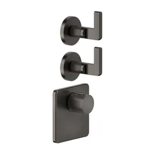 Смеситель для душа, Gessi, Inciso Bath&Shower, на 2 потребителя, цвет-Black Metal Brushed PVD