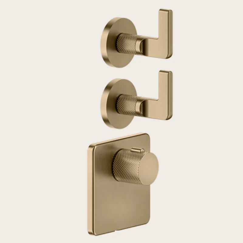 Смеситель для душа, Gessi, Inciso Bath&Shower, на 2 потребителя, цвет-Warm Bronze Brushed PVD
