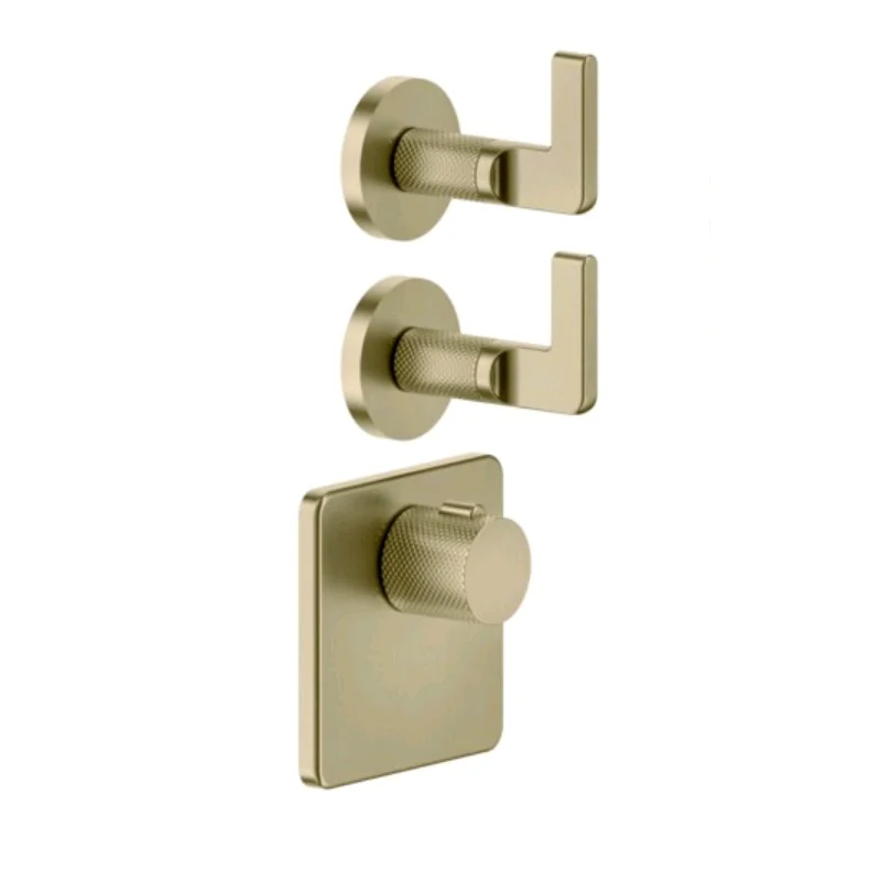 Смеситель для душа, Gessi, Inciso Bath&Shower, на 2 потребителя, цвет-Brushed Brass PVD
