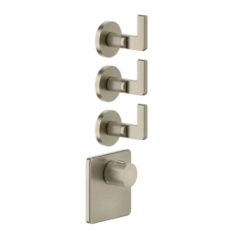Смеситель для душа, Gessi, Inciso Bath&Shower, на 3 потребителя, цвет-Finox Brushed Nickel