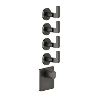 Смеситель для душа, Gessi, Inciso Bath&Shower, на 4 потребителя, цвет-Black Metal Brushed PVD