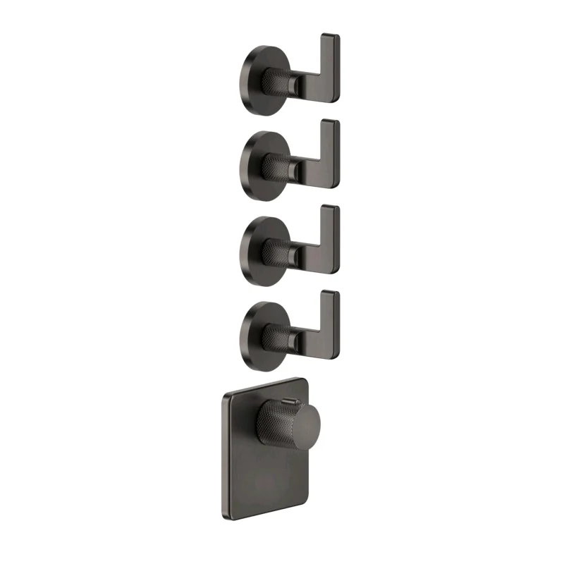 Смеситель для душа, Gessi, Inciso Bath&Shower, на 4 потребителя, цвет-Black Metal Brushed PVD
