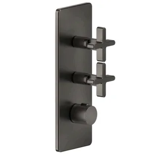 Смеситель для душа, Gessi, Inciso Bath&Shower, на 2 потребителя, цвет-Black Metal Brushed PVD