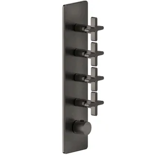 Смеситель для душа, Gessi, Inciso Bath&Shower, на 4 потребителя, цвет-Black Metal Brushed PVD