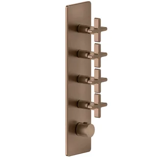 Смеситель для душа, Gessi, Inciso Bath&Shower, на 4 потребителя, цвет-Copper Brushed PVD