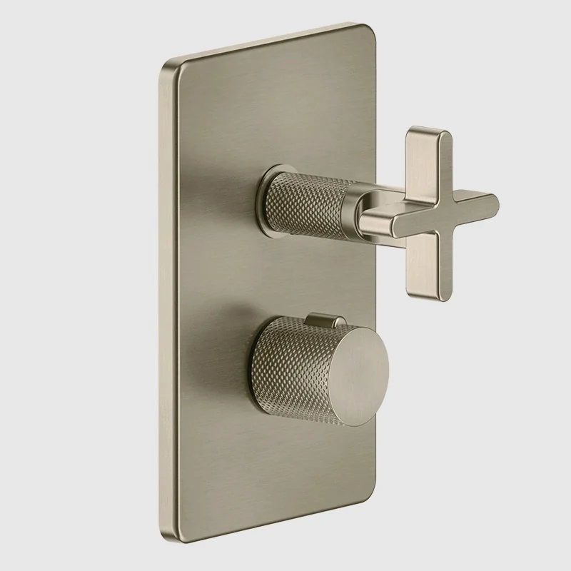 Смеситель для душа, Gessi, Inciso Bath&Shower, на 2 потребителя, цвет-Finox Brushed Nickel