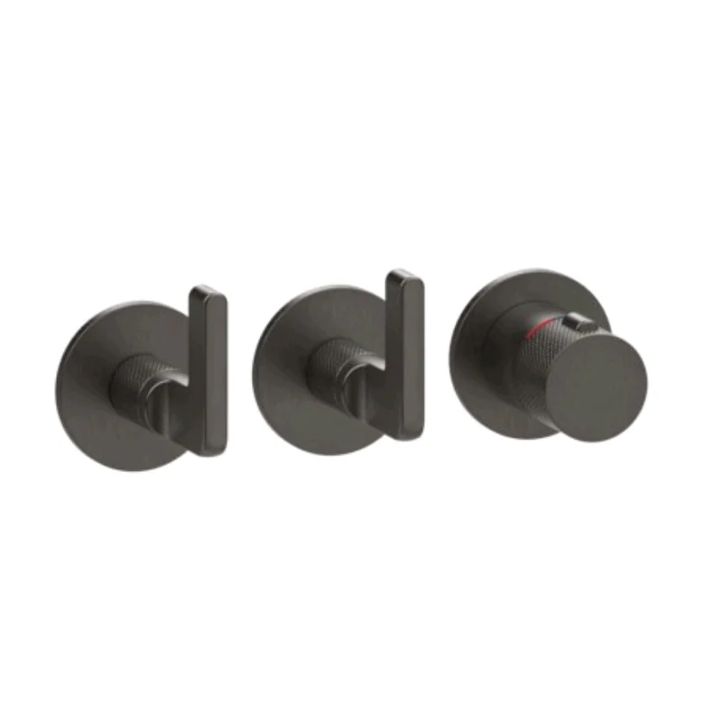 Смеситель для душа, Gessi, Inciso Bath&Shower, на 2 потребителя, цвет-Black Metal Brushed PVD