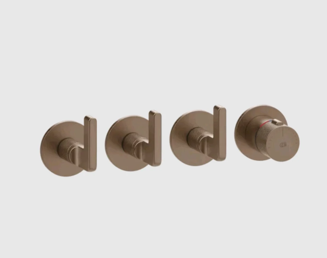Смеситель для душа, Gessi, Inciso, на 3 потребителя, цвет-Copper Brushed PVD