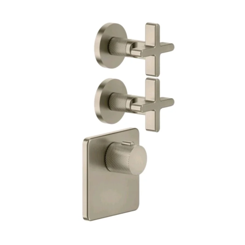 Смеситель для душа, Gessi, Inciso Bath&Shower, на 2 потребителя, цвет-Finox Brushed Nickel