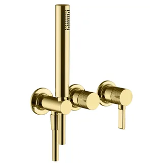 Смеситель для душа, Gessi, Inciso Bath&Shower, на 2 потребителя, цвет-Gold PVD