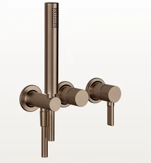 Смеситель для душа, Gessi, Inciso Bath&Shower, на 2 потребителя, цвет-Copper Brushed PVD — иконка
