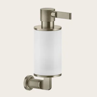 Дозатор для жидкого мыла, Gessi, Inciso, шгв 75*147*240, цвет дозатора-Finox Brushed Nickel/белый