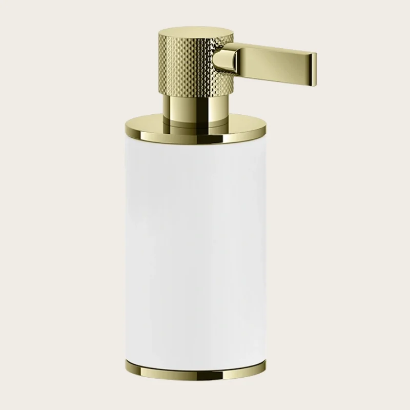 Дозатор для жидкого мыла, Gessi, Inciso, шгв 75*118*191, цвет дозатора-Brass PVD/белый