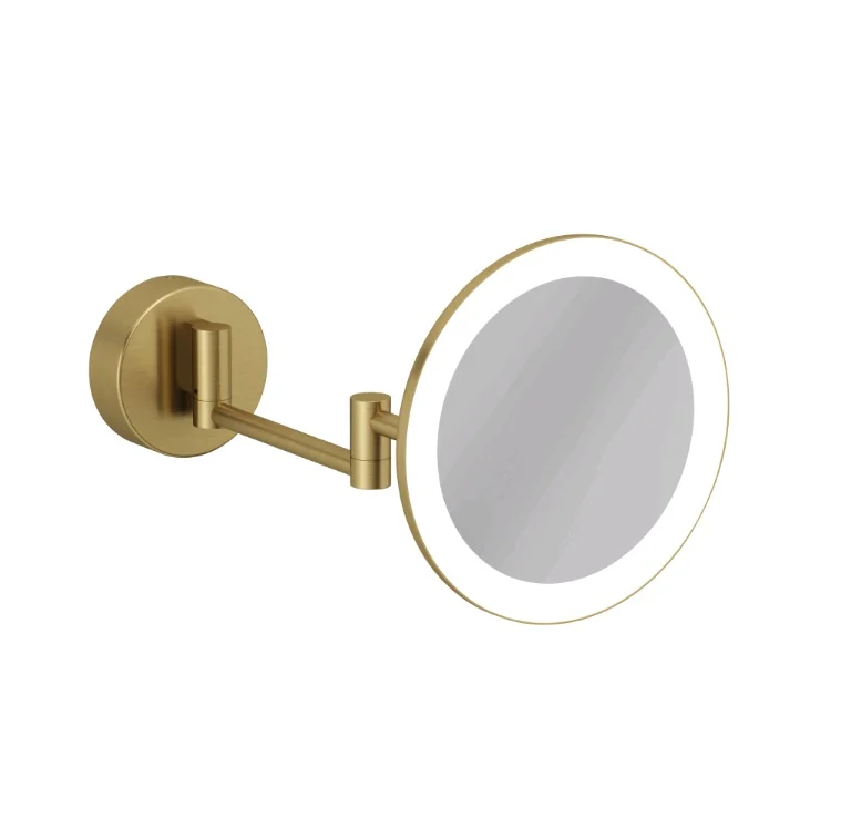 Косметическое зеркало, Kludi, VELA R, с подсветкой, цвет-Brushed Gold