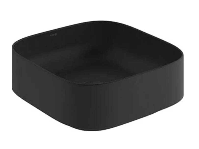 Раковина, Kludi, RESA C, soft-edge, шгв 400*400*140, отверстия для смесителя-отсутствуют, цвет-черный матовый